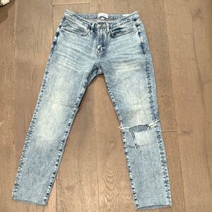 Frame Denim Light Blue Ripped Slim Jeans
